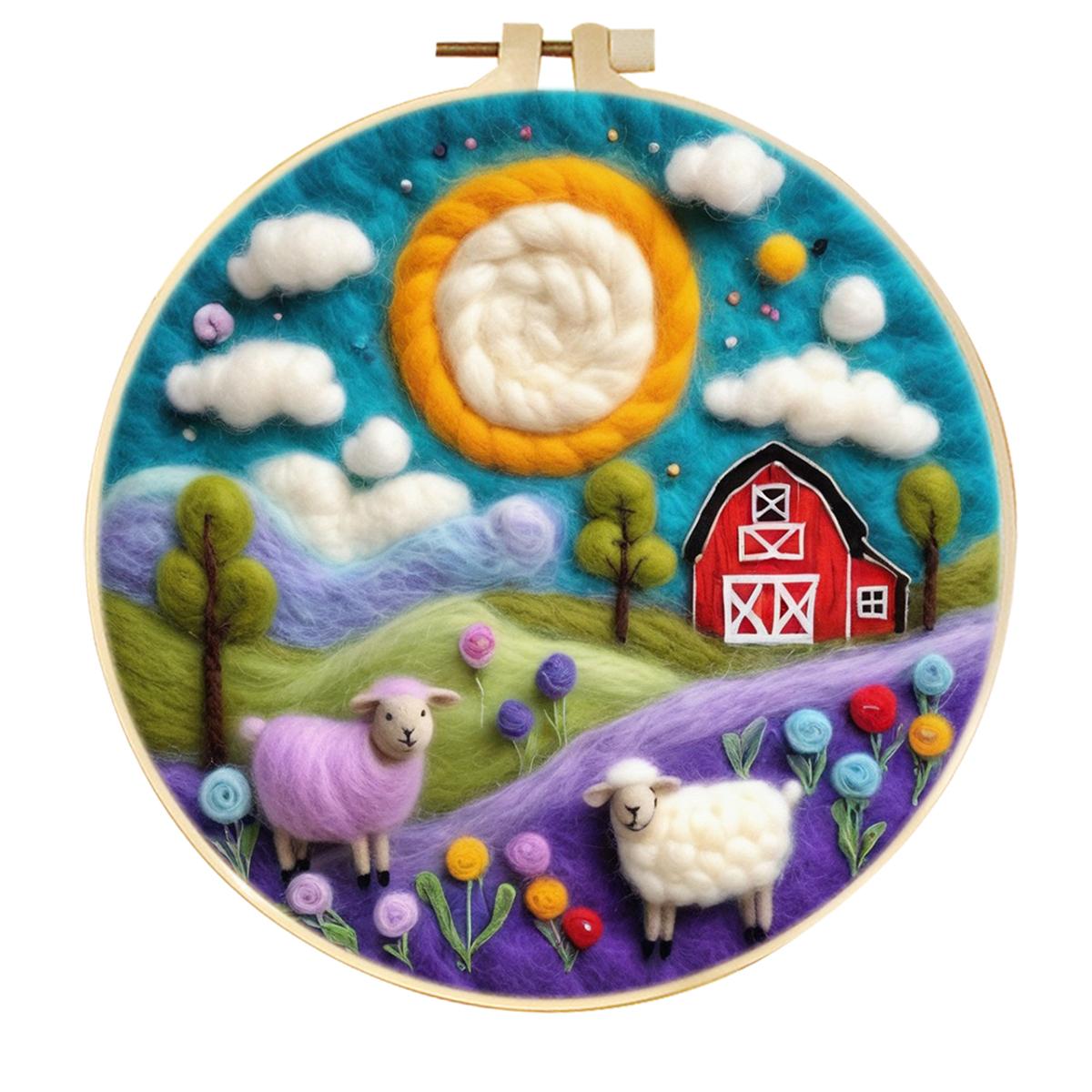 

CHENISTORY Lavender Fields Wool Felt Painting Easy Crafts For Adults Art Supplies Landscape Wool Needle Felting Unique Gift 20cmX20cm