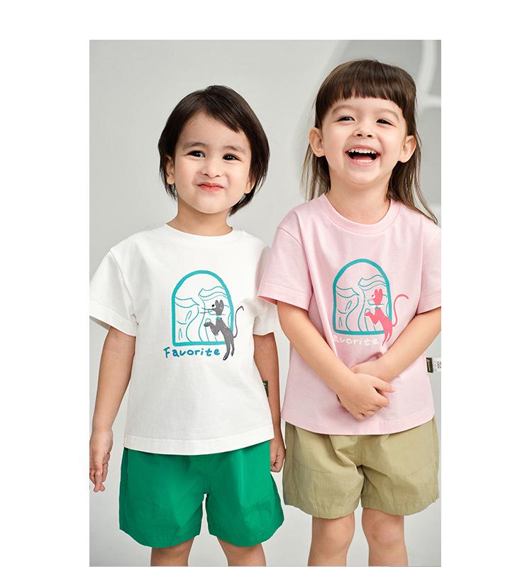 Tongbei Kids' 2024 Summer Korean Style Family T-Shirt - Simple Solid Color for Parent-Child Outfits