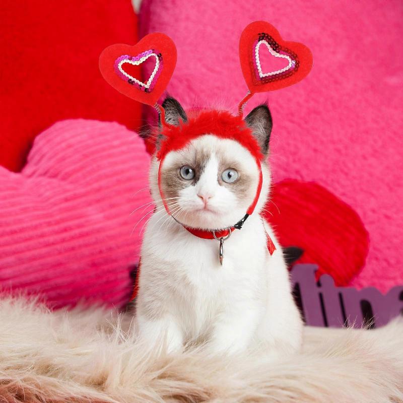 Hair for Pet Red Heart Shaped Dog Hair Band for Party 6Pcs Set