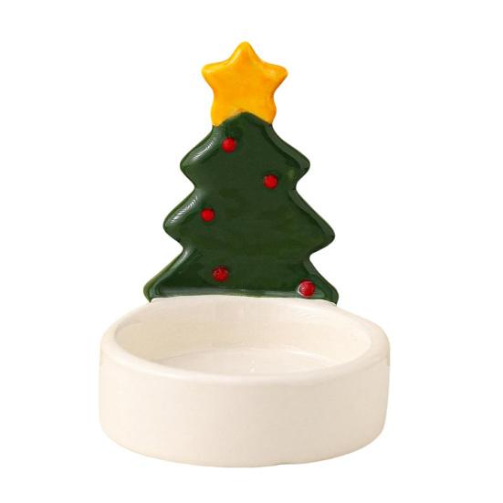 Christmas Ceramics Candle Holder Penguin Xmas Tree Mushroom Tealight Votive Candle Stand Candlestick Table Centerpiece Desktop Decoration