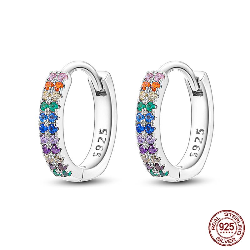Charms Double Hoop Earrings For Women 100% 925 Silver Cubic Zircon Heart Star Moon Earrings Elegant Birthday Jewelry Gifts