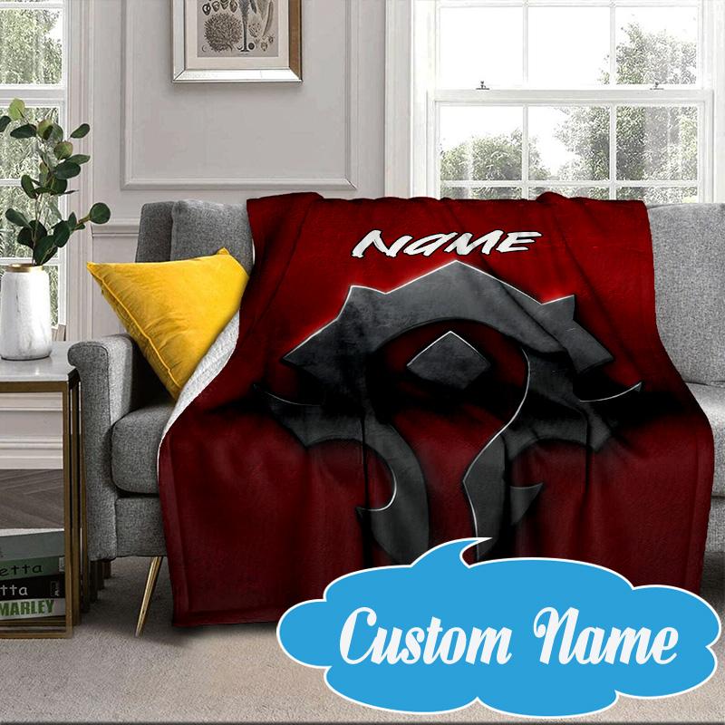 Custom Name Dragon's Fiery Warcraft Blanket bed sofa Blanket Flannel Blanket for Camping, Hiking, Picnic Essentials,gift for Fan family