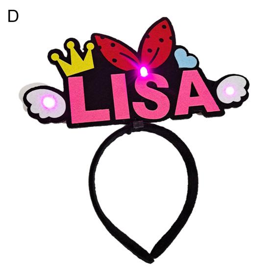 BLACKPINK LISA ROSE Migające Światło Kreskówkowa Opaska na Głowę Gumka do Włosów Nakrycie Głowy Koncertowe