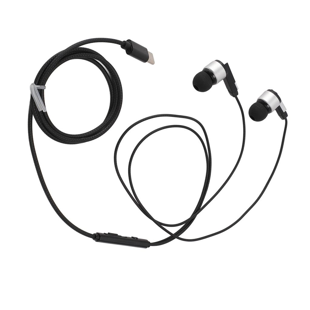 USB C Headphones Earbuds HiFi Stereo Bass Noise Canceling USB Type C Wired Earbuds with Microphone for Smartphone