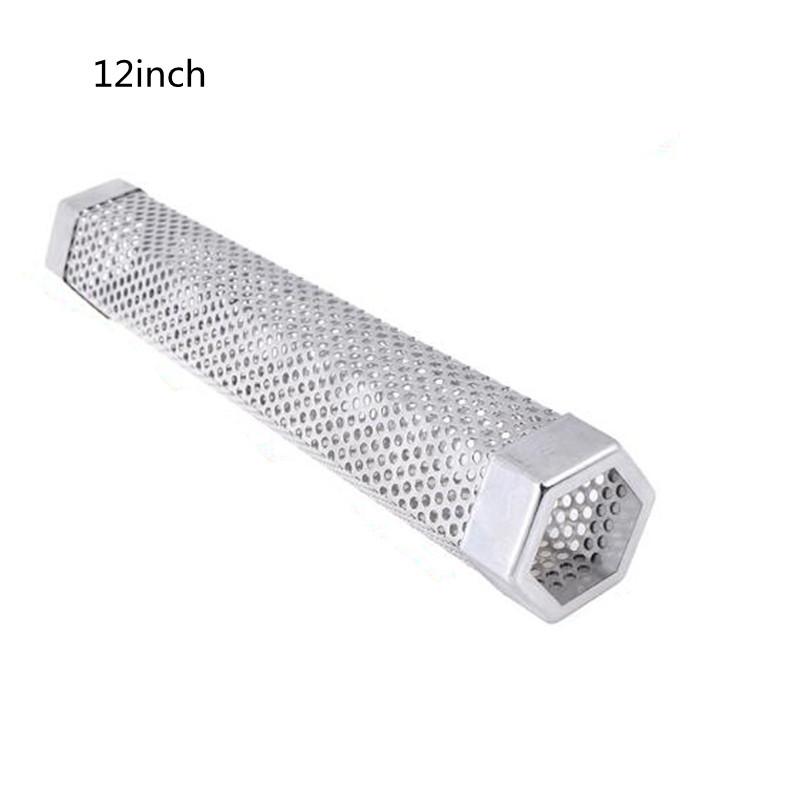 6/12inch BBQ Stainless Steel Accessories Meshes Round Sqaure Perforated Mesh Smoker Tube Grill Generator Smoker Filter Tool