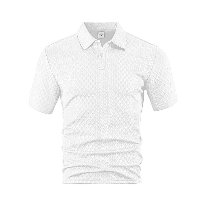Men s Casual Diamond Pattern Knit Polo Shirt for Daily Wear S белый