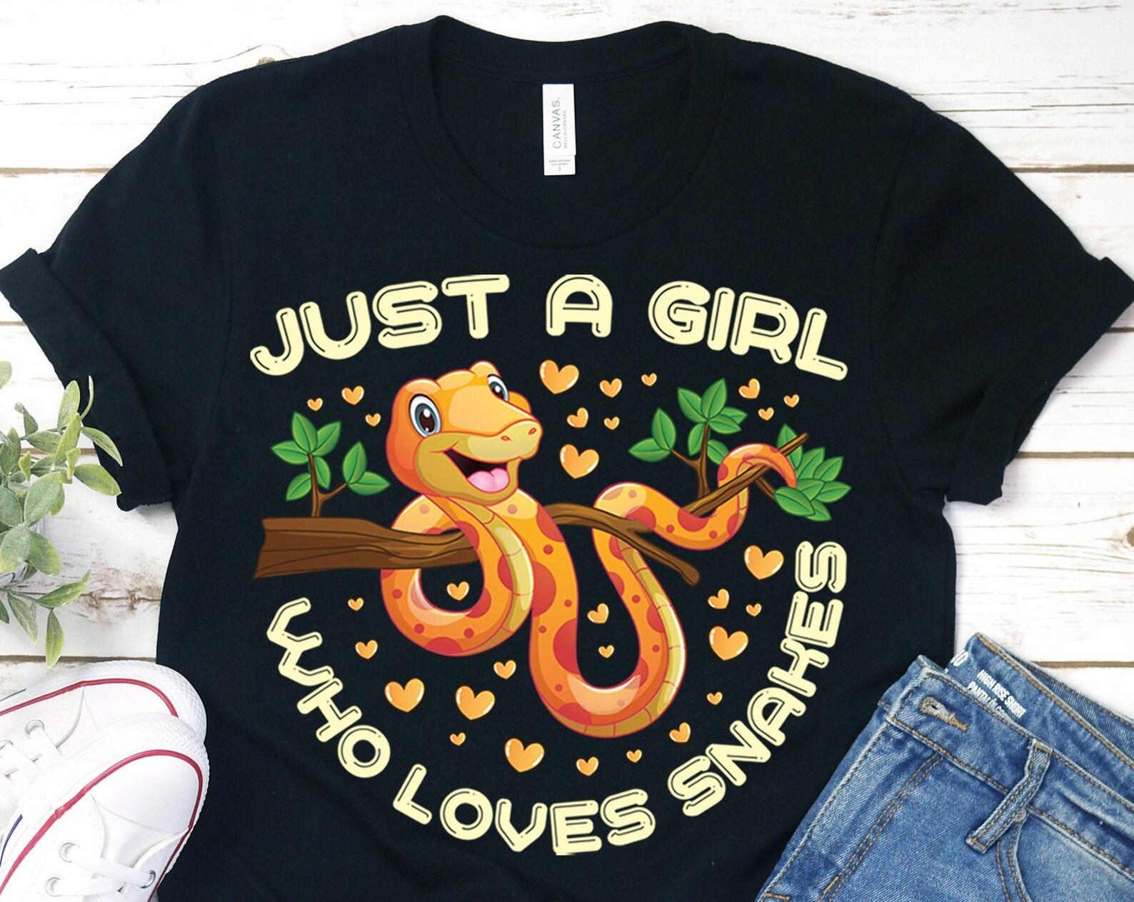 Just a Girl Who Loves Snakes T-Shirt, Funny Snake Shirts, Cute Snake Tee, Snake Lover Gift TShirt, Birthday, Girls Snake Shirt, Kids, 150