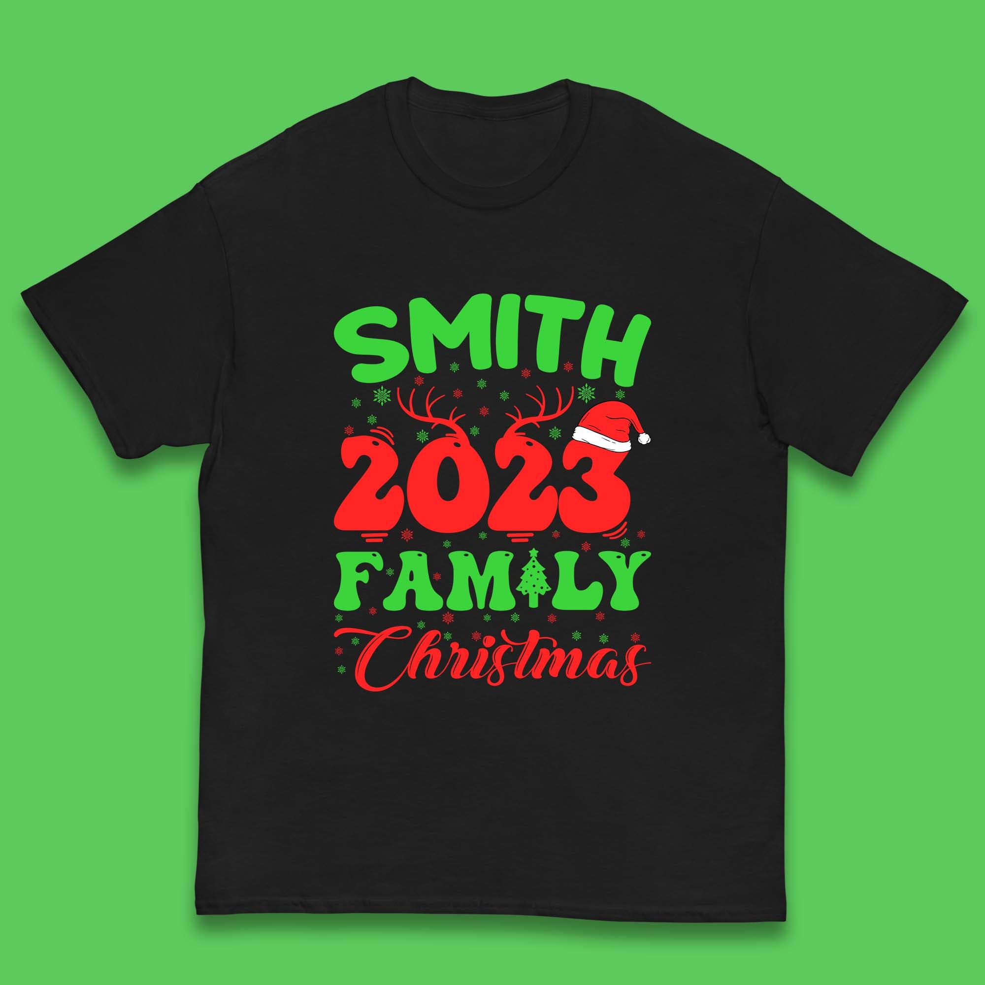 Personalised 2023 Family Christmas Your Name Xmas Matching Family Costume Kids T Shirt 110