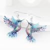 1 Set of Elegant and Stylish Acrylic Colorful Honey-sucking Bird Necklace Earrings Set with Multi-color Wing Design, Suitable Fo