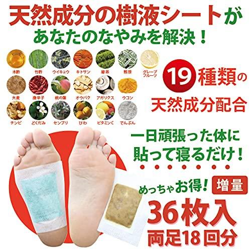 Tree Sap Sheets, Foot Sole Sheets, 36 Sheets (19 Natural Ingredients), Chili Pepper, Wood Vinegar, Dokudami