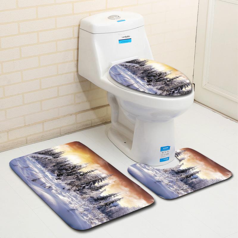Bathroom Floor Mat Bathroom Mat Toilet Three-Piece Set
