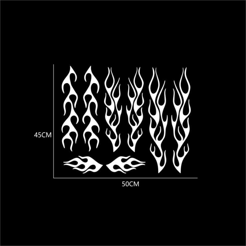 8 szt. Samoprzylepne naklejki motocyklowe Płomień wzór w paski Modelowanie samochodów Zmodyfikowane dekoracyjne naklejki
