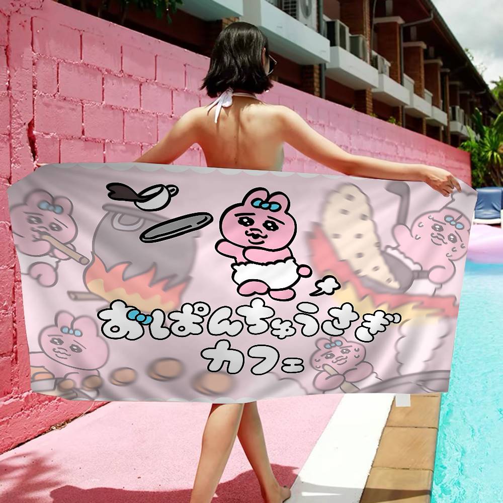 Cute cartoon pink O-Opanchu U-Usagi Microfiber Blanket Quick Drying Beach Towels Oversized Printing Super Absorbent Pool Towel