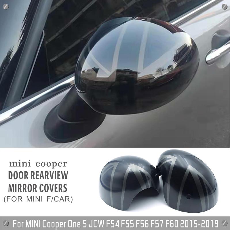 Die Schwarze Flagge Auto Schale Außen Rückspiegelabdeckungen Für BMW MINI Cooper One S JCW F54 F55 F56 F57 F60 2015-2019 Zubehör