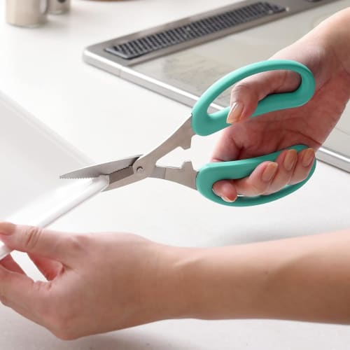 Ernest All-Purpose Scissors, Large Handle, Gentle on Hands (Corrugated Cutting Edge), Easy to Cut, Stainless Steel, Trays, Milk Cartons, Recycled, Com