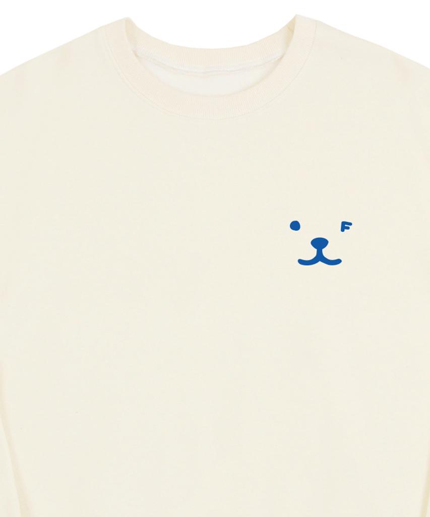 GRAVER [Unisex] Puppy Face Small Drawing Smile Sweatshirt_Cream/Blue Logo
