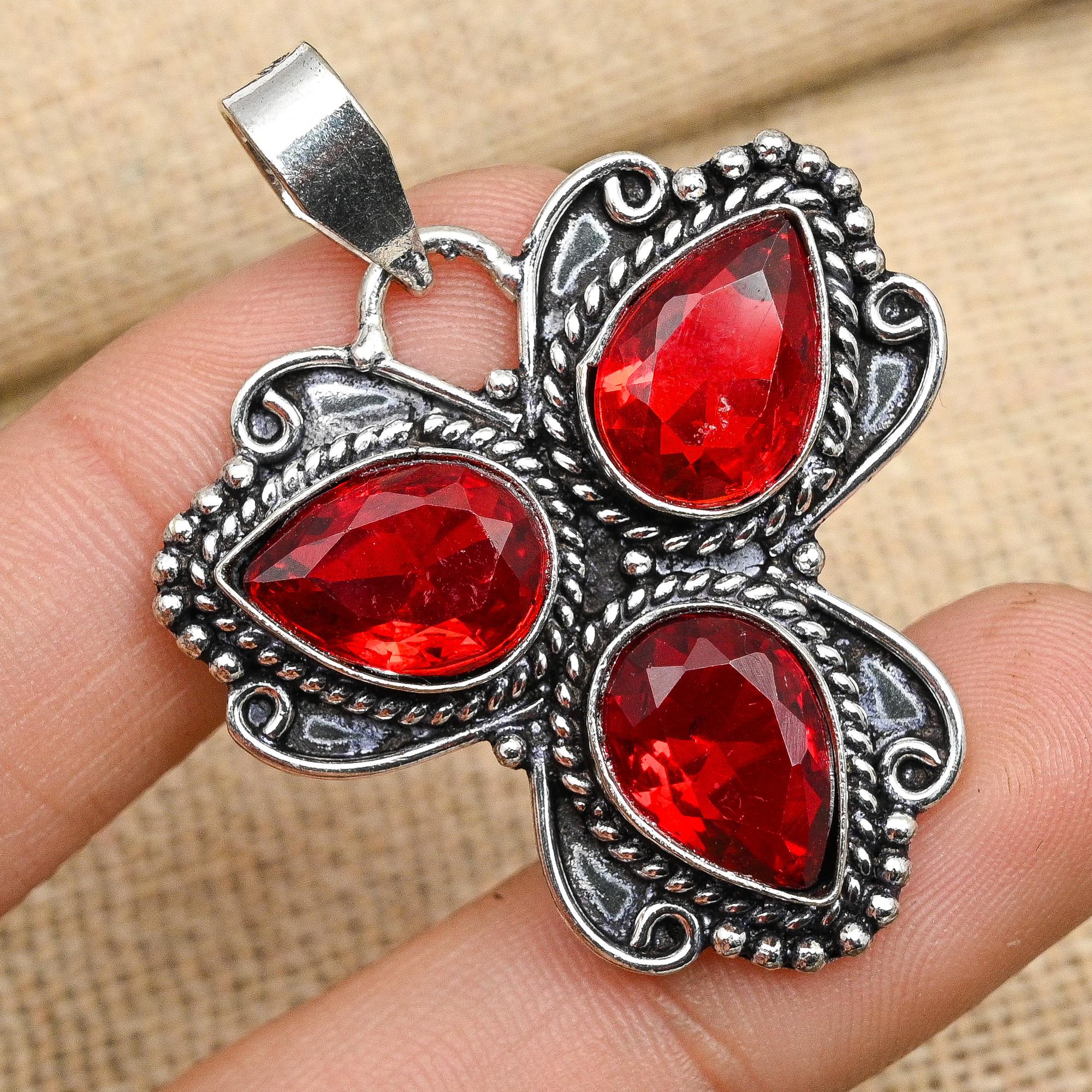 

Ювелирные изделия из чистого серебра 925 пробы с красным гранатом ручной работы, красивая подвеска для нее