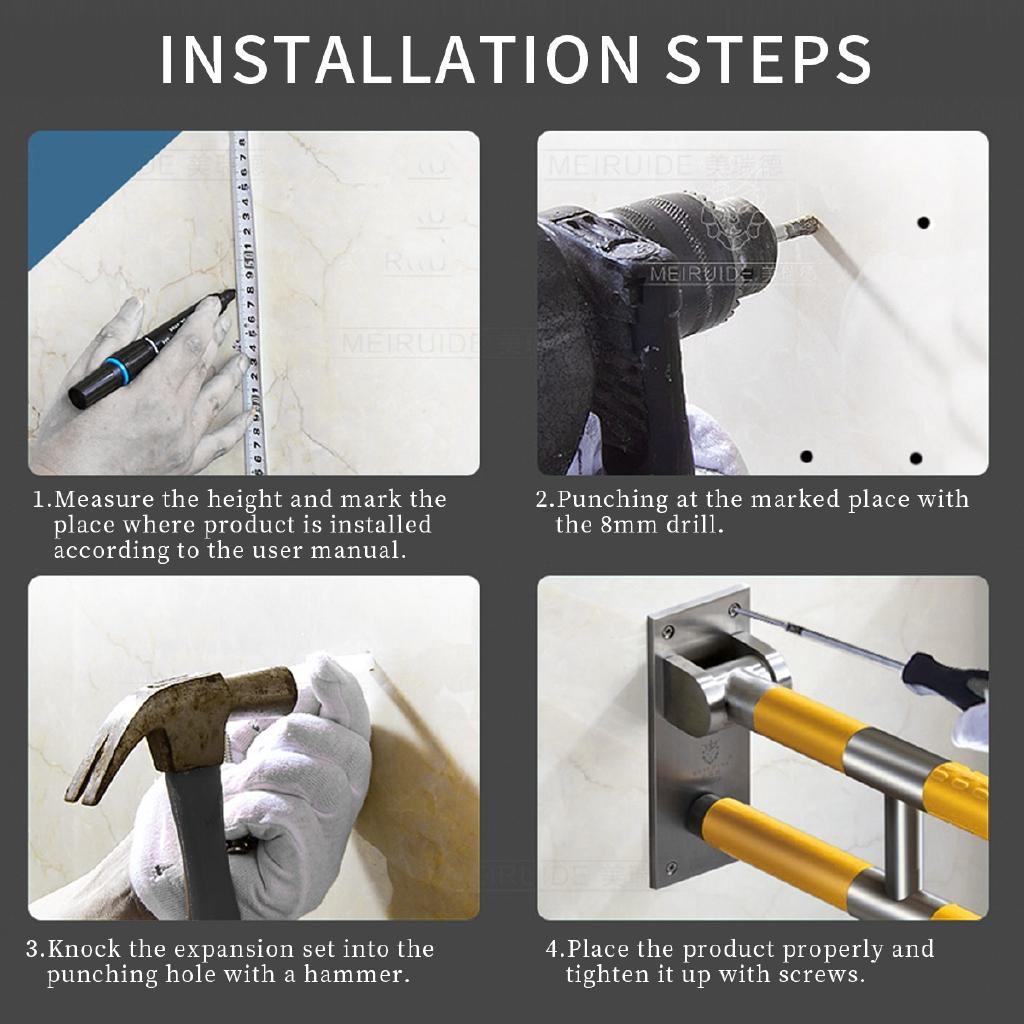 60/75cm Barrier-Free Stainless Steel Toilet Bathroom Grab Bar Elderly Disability Safety Handrail Folding Handrail Safety