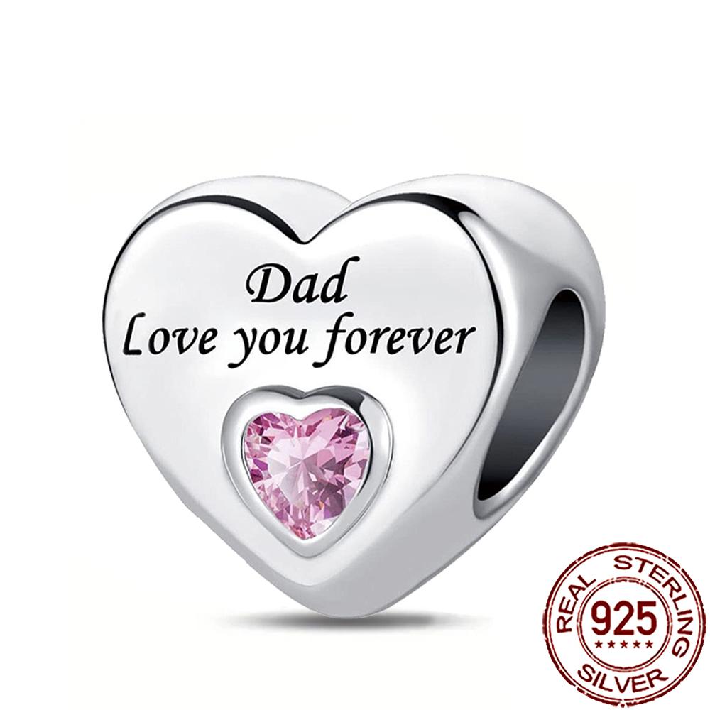 New Charms Copper Family Love Heart Beads Fit Snake Chain Bracelet Necklace Diy Jewelry