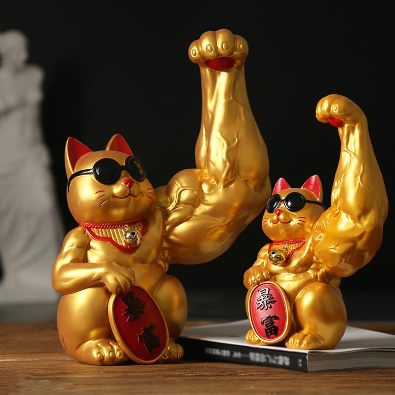 New Year's ornament rich cat vigorously arm muscle unicorn arm hair wealth cat office opening gift robbing wealth cat ornament