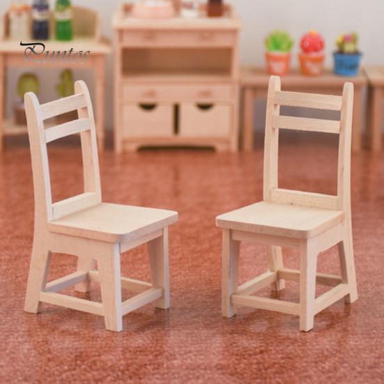 Dřevěná nebarvená miniaturní ozdoba na nábytek na židličku pro 1/12 domečku pro panenky
