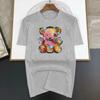 Men's Summer T-shirt Luxury Cartoon Color Painting Bear Print Summer Wear Streetwear Tops Shirt 100% Cotton Short Sleeve Tees