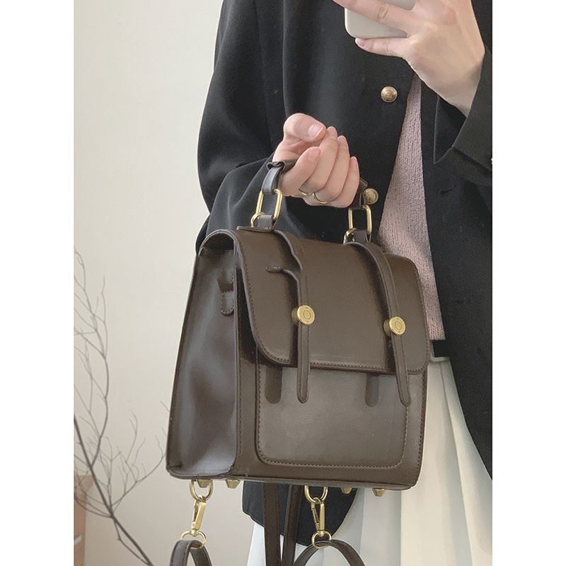 Retro backpack bag 2025 new trendy fashion student backpack multi-functional schoolbag portable travel bag