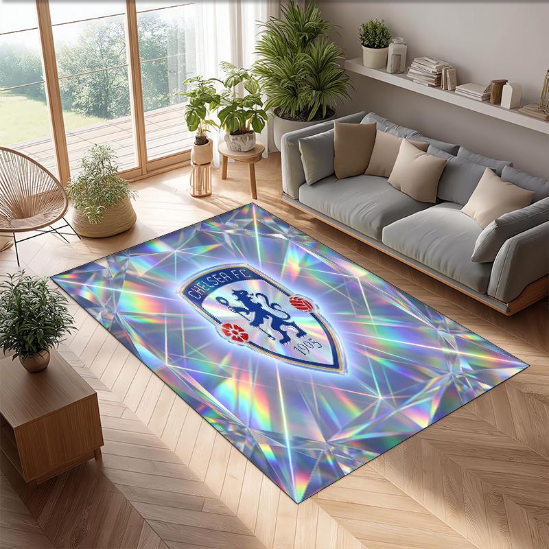 Chelsea FC Printed Flannel Area Rug Non Slip Soft Polyester Floor Carpet Indoor Decor Mat for Bedroom Living Room Sofa Game Room Home Decoration
