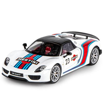1/18 Scale Porsche 918 Martini Racing Alloy Car Model Sound Effects, Authentic Detail for Kids & Collectors, Racing Replica