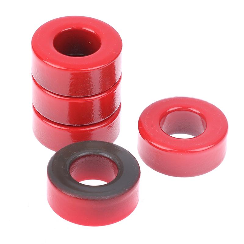 5 Pcs 27*14*11 Mm 10microO T106-2 Iron Ferrite Toroid Coresfor Inductors Iron Powder Core Red Ring Low Permeability