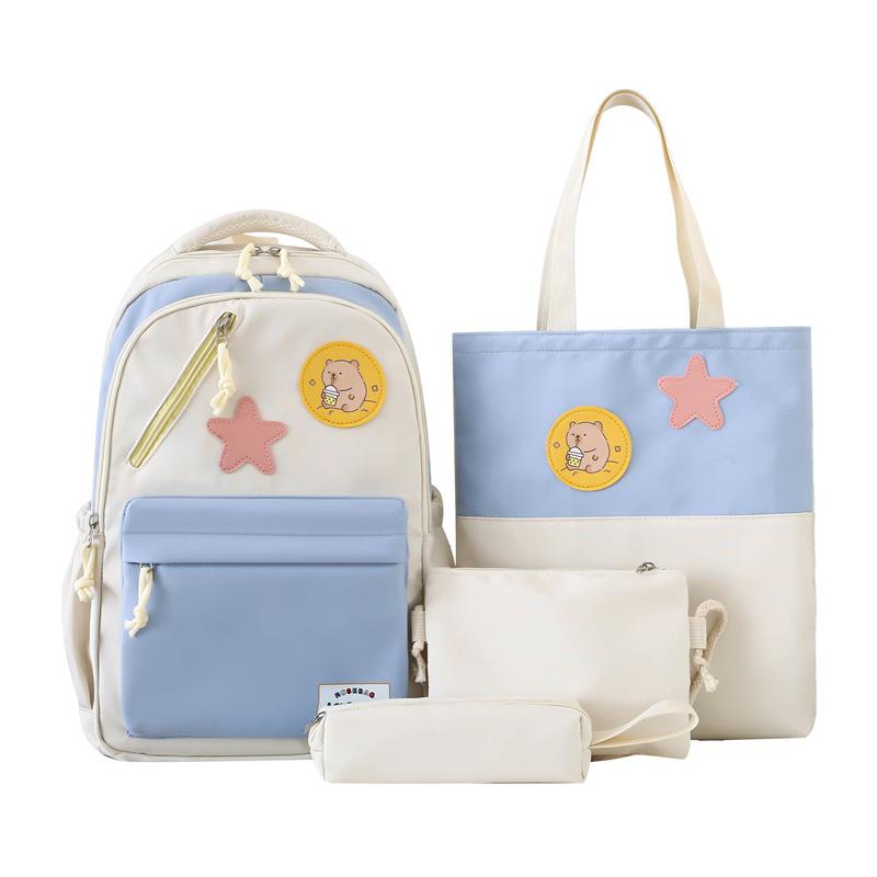 Korean Style Schoolbag Four Piece Set for Primary and Secondary School Students Backpacks for Girls Fresh and Sweet Backpacks