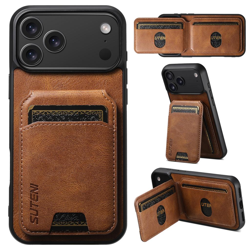 Luxury Faux Leather Oil Wax Pattern Phone Case Card Holder Bag Stand for IPhone 17 Pro Max 16 Plus 15 14 13 12