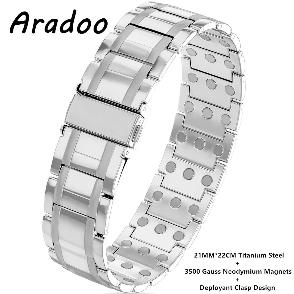 Premium Titanium Steel Bracelets for Men with 3X Ultra Strenth Magnetic Wristband Jewelry Gifts