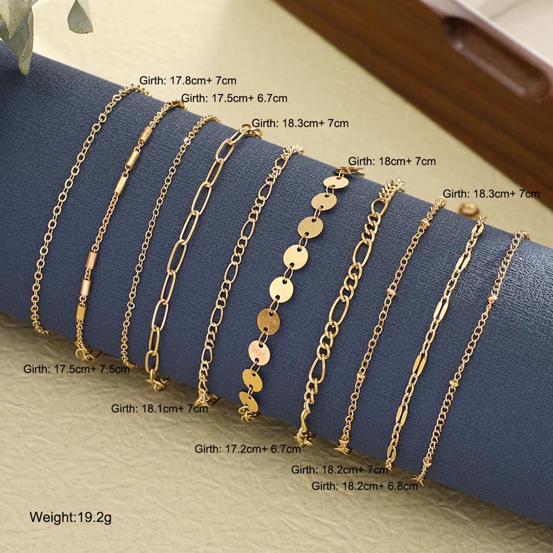 10 Pcs Dainty Gold Color Chain Bracelets Set for Women Gold Plated Link Chain Bracelets for Women Trendy Stackable Jewelry Gifts