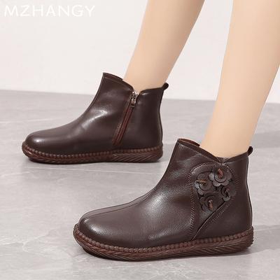 Fashion Women Ankle Boots Flats Leather Shoes Sneakers Winter Fashion Walking Shoes Women 2024 Trend Snow Boots Cozy Casual Mujer Botas
