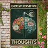 Wall Decor for Home Kitchen Farm Garden Garage, Vintage Tin Metal Sign Poster Grow Positive Thoughts Vintage Poster Flower Head