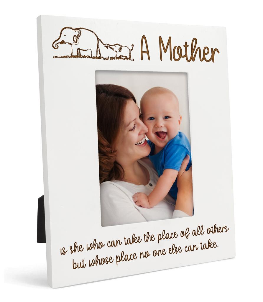 Darling Souvenir Made With Love  Engraved Table Top Photo Frame  Wooden Love For Mom Quotes White Picture Frame Gift For Mother's Day, 4x6Photo Size