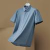 Men's Plus Size Mulberry Silk Blend Striped Short Sleeve Shirt