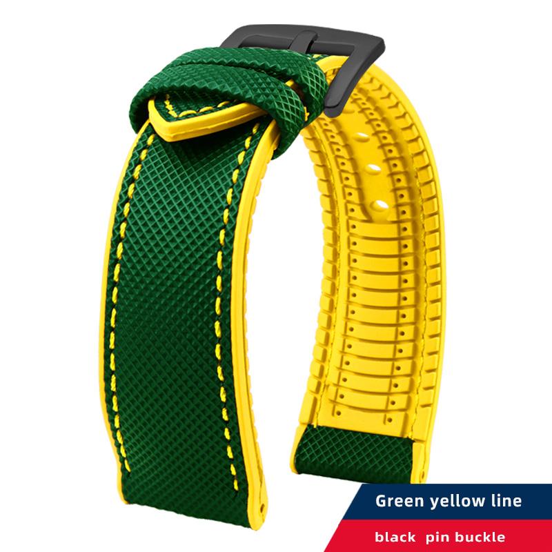 12 color high quality rubber Watchband 20 21 22 23mm 24mm for men and women watchstrap accessories Black red orange yellow Green