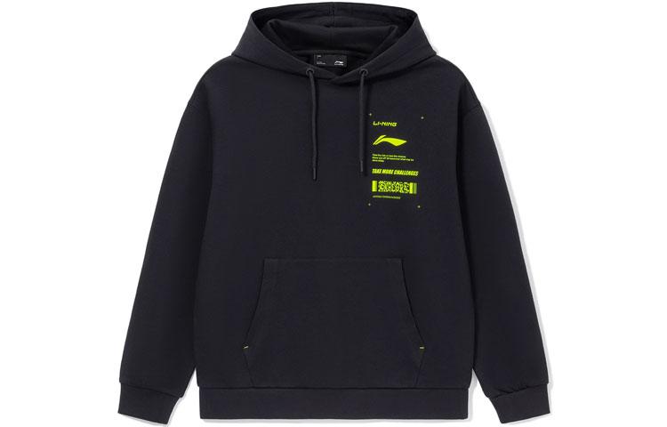 Li Ning Sports Fashion Collection Sweatshirts Unisex Black Hooded Moderate Regular AWDS535-1 M
