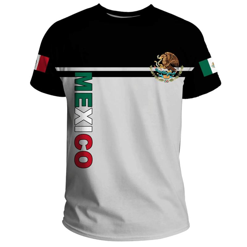 Mexico National Flag T Shirts For Men Fashion Mexican Eagle Pattern Short Sleeve Oversized T-shirt Fitness Running GYM Tees Tops