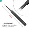 1.0mm Stainless Steel Antistatic Tweezers Set - 6-in-1 Pouch with Pointed & Bent Tip for Nail Art, Eyelash Extensions, and Hair