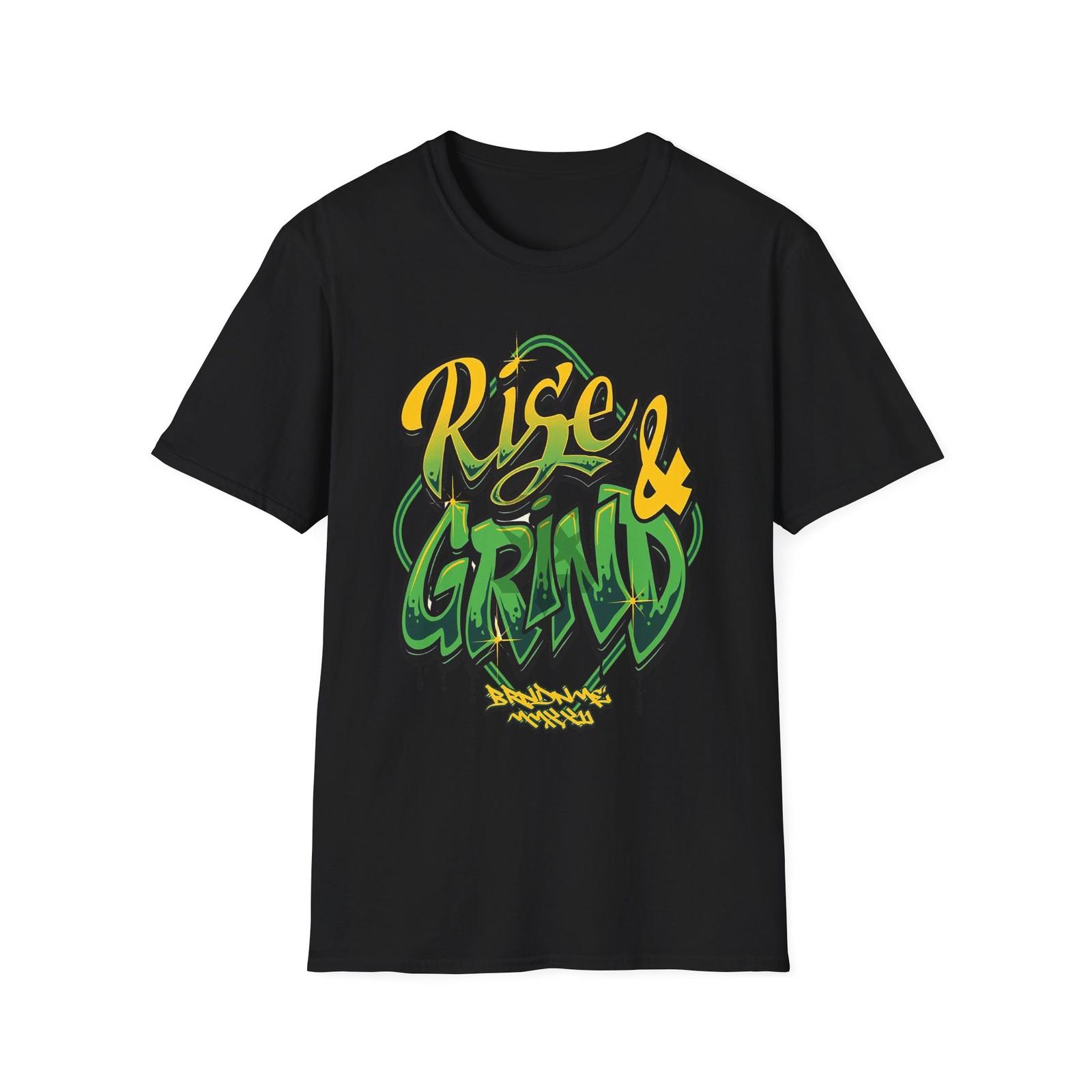 Rise & Grind Unisex Softstyle T-Shirt, Motivational Tee, Casual Wear, Gift M