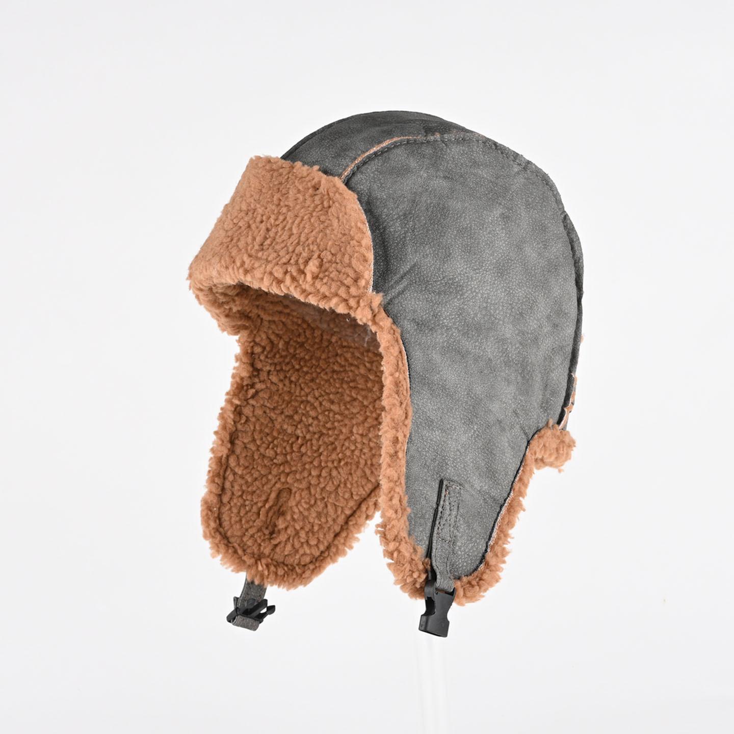 

Шапка из овечьей шерсти мужская и женская зимняя бархатная утолщенная теплая с защитой ушей хлопковая шапка для улицы от холода для велоспорта и полетов Average size (55-59cm)