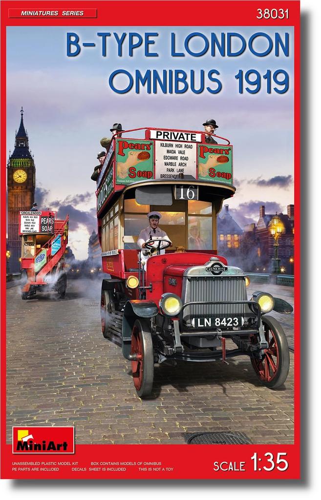 MiniArt Scale London Bus Type 1919 Plastic MA38031 1/35 Double-Decker B, Model,
