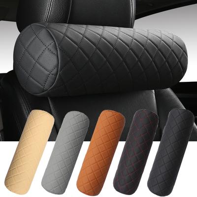 Luxury Car Seat Neck Pillow Headrest Leather Memory Chair Cervical Surpport Pad Breathable Office Headrest Foam Protector