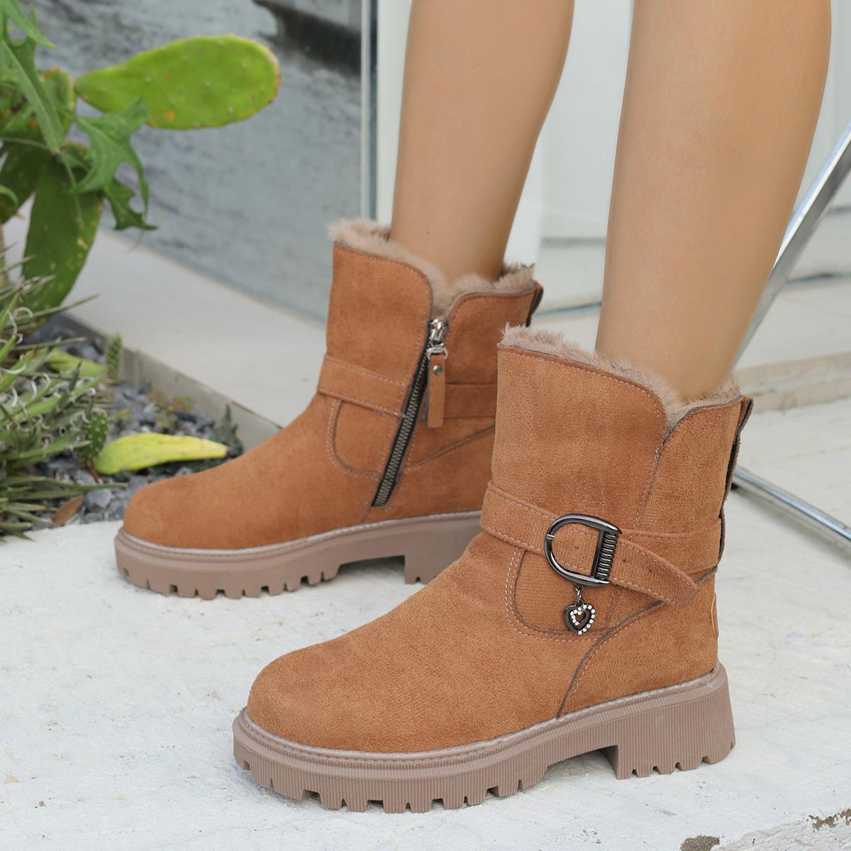 

Foreign trade large size snow boots women s winter new side zipper piled thick heel warm cotton shoes women 35