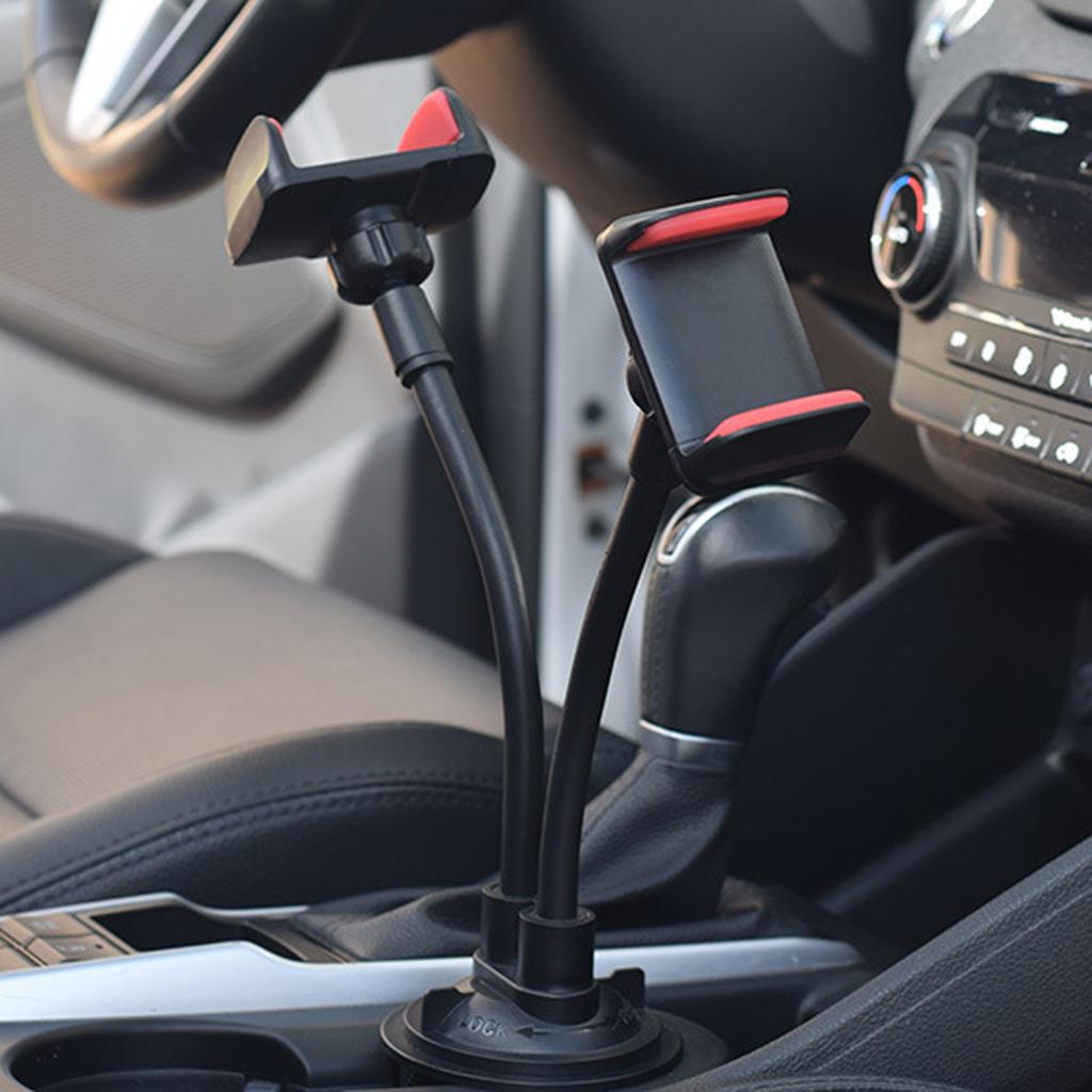 Cup Holder Phone Holder Upgraded Dual Cup Phone Holder Cupholder Phone Holder For Car Hands-Free Adjustable Long Gooseneck Car