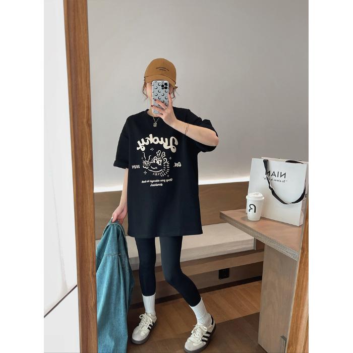 

Combed tight Cyrus cotton back collar T-shirt women s summer new American printed short-sleeved T-shirt S