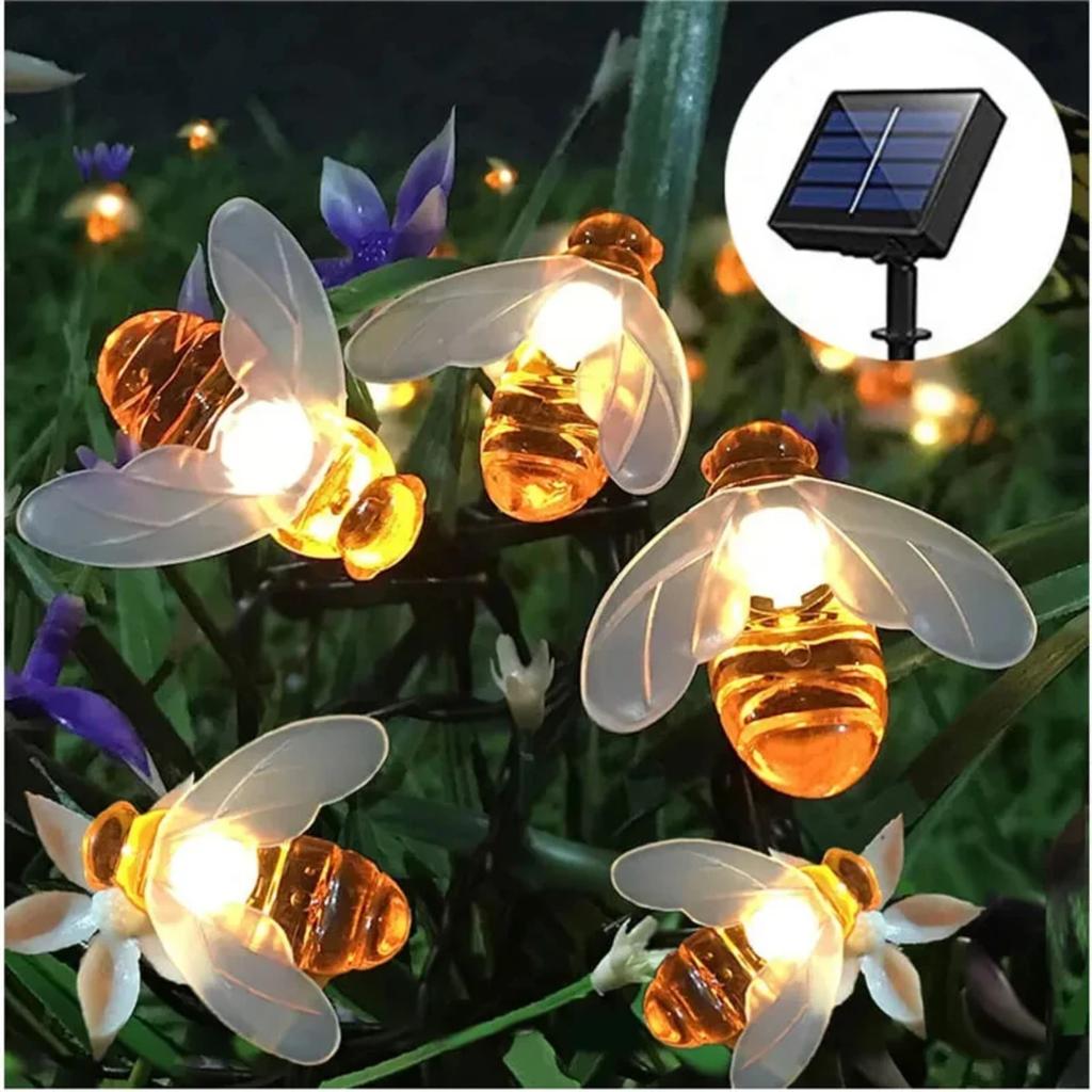 New 50 Honey Bee Solar String Lights Perfect Summer Decoration Outdoor and Garden Fence with 5M/10M Power Options